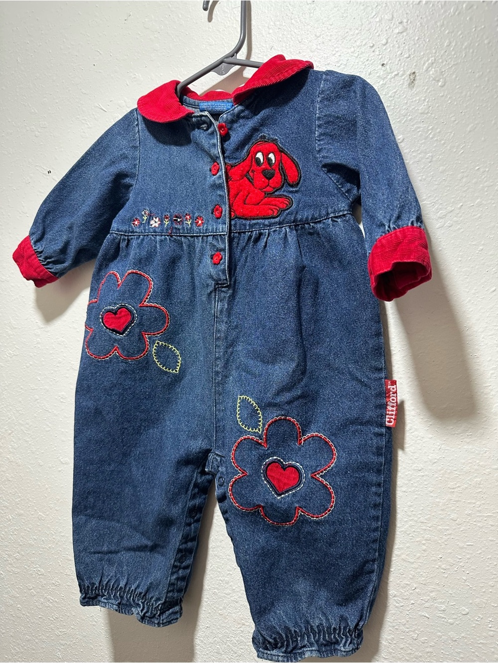 Vintage Y2K Clifford Scholastic denim romper 6/9